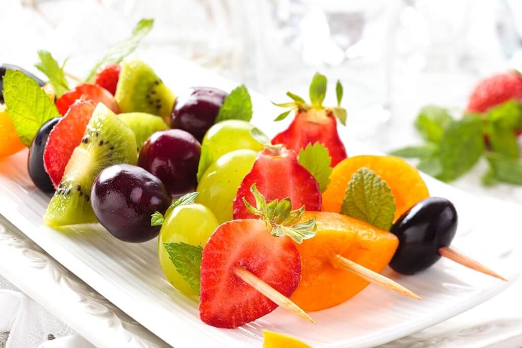 Fruit Wand with strawberries , orange, grapes and mint
